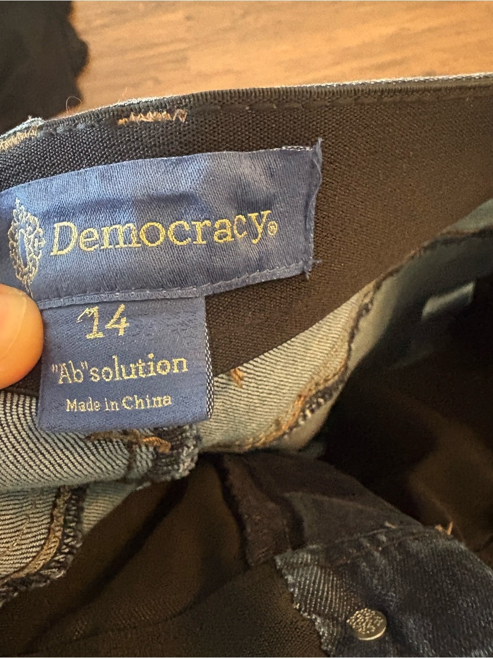 Democracy Men's Jeans in Navy Blue with Gold Logo Tag